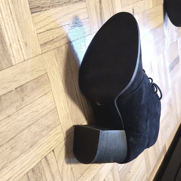 Call it Spring Black Vegan Faux Suede Ankle Boot Lace Up Booties - Picture 5 of 8